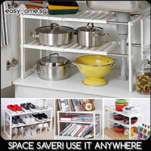 Easyhome.sg 2025 New Design Under Sink Rack – Kitchen Shelf Storage Spice Organizer Cabinet Drawer Rack