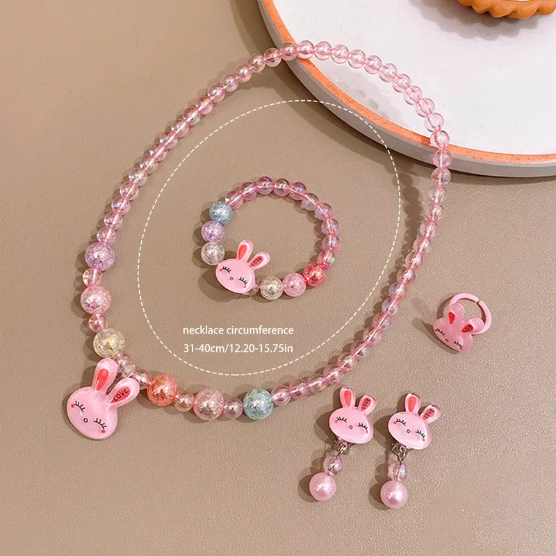 5Pcs/set Children Necklace Bracelet Set Cute Unicorn Rainbow