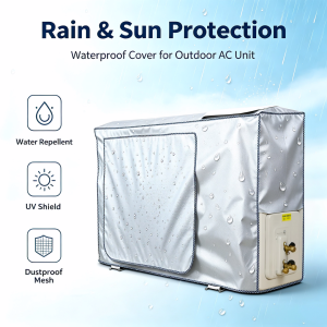 1-3HP Outdoor Aircon Sunproof Cover Fine Breathable Mesh WindResistant TieStrap Design Oxford Cloth Waterproof