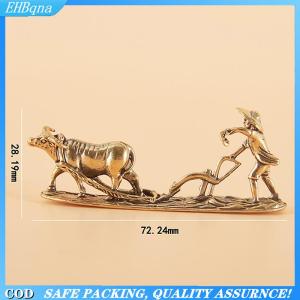 [COD] 1 Piece Vintage Home Ornament Collection Of Tea Pet Brass Carving Handholds Metal Crafts Old Farmer And Cow Living Room Decoration