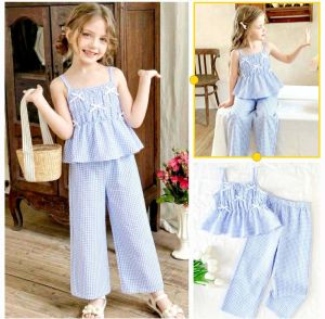 KPCb Summer Ribbon Top and Pants Girl Toddler Set Terno Coordinates