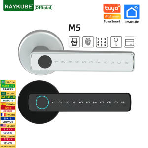 RAYKUBE M5 Tuya BLE Smart Fingerprint Door Lock Electronic Lock with Password/Key/Card/Smartlife/Tuya APP Unlock For Bedroom