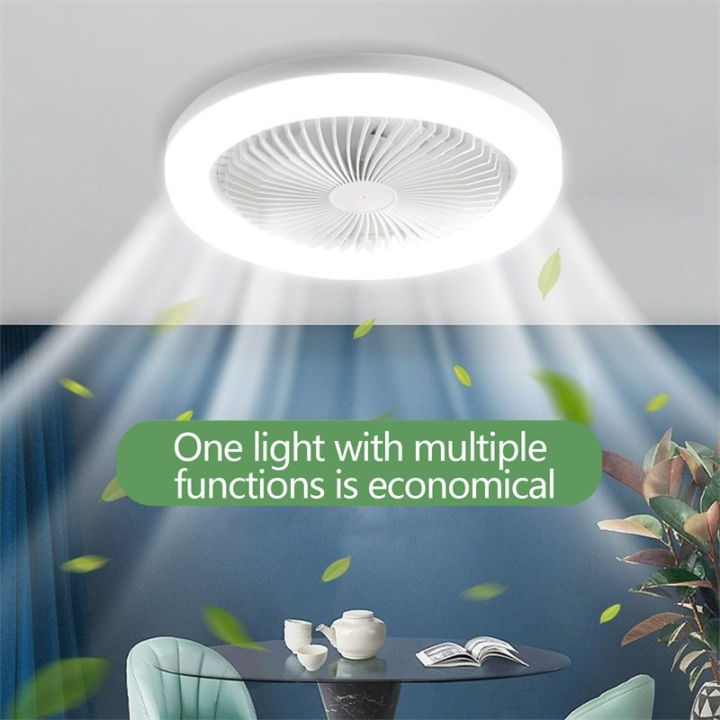 With Remote Control Invisible Ceiling Fan With Lights E27 LED Modern ...