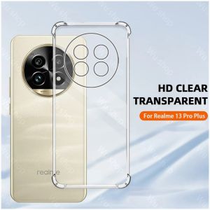 Soft Case Silikon Kompatibel Untuk Vivo V40 5G Vivo V40 Lite 4G Vivo V40 Lite 5G Realme GT 6 Realme 13 4G Realme 13 Plus 5G Realme 13 Pro Plus 5G Bening Transparant Anti Crack Tebal