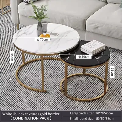Center Table for Living Room for sala Coffee Table Dual-color panel Creative Nodic Round Steel Wood Tea Table Modern