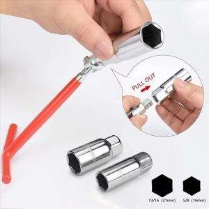 Tulip Home Furnishings Store Spark plug wrench set T handle kepala fleksibel anti slip getah insert 45 steel bengkel kereta auto repair tahan lama rumah tangga