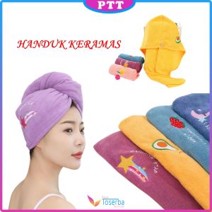 Handuk Keramas Highquality Karakter Cepat Kering Fashion Wanita Towel Hairtowel Handuk Turban Microbulu Handuk Kancing Kramas Handuk Rambut Onehand PTT
