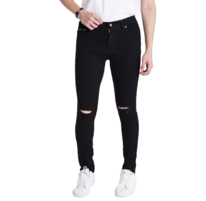 Celana Jeans Pria Hitam Sobek Lutut / Ripped Soft Jeans Hitam BigSize 27-38