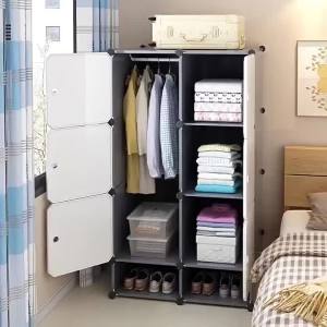 Rental House Dust-Proof Steel Frame Wardrobe Simple Assembly Closet Storage Household Economical Stitching Wardrobe with Shoe Grid