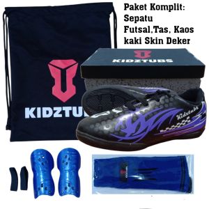 KIDZTUBS Sepatu Futsal Anak Paket Komplit Sepatu Futsal Tas Skin Deker Kaos Kaki Usia 6-10 Tahun Size 28 29 30 31 32 33 34 35 36 37 KDZ1741122424