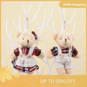 Madha Cartoon Wear Clothes Bear Plush Toy Keychain Soft Stuffed Doll Pendant Backpack Car Bag Key Ring Decor Kid Gift