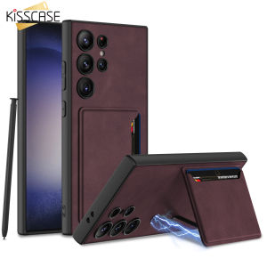 Kisscase Cho Samsung S24ultra Điện Thoại Di Động vỏ điện thoại Siêu Mỏng Đồng Bằng Túi mua sắm Khung Da Trường Hợp S24Plus Túi mua sắm Đồng Bằng S24 + Bao Da Đựng Thẻ mờ mờ Da Cảm Giác Cover Quay Lại Cho Galaxy S24 Siêu S24 + Cộng Với S24