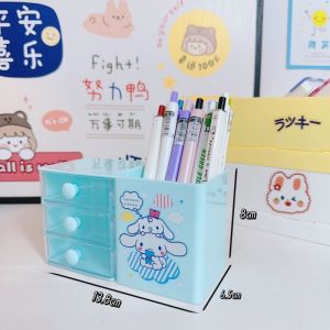 กล่องเก็บเครื่องเขียน Sanrio พร้อมช่องใส่ปากกาแบบลิ้นชัก ช่องใส่ปากกาแบบลิ้นชักสำหรับนักเรียน Sanrio ชั้นวางของบนเดสก์ท็อป กล่องเก็บของสุดน่ารัก