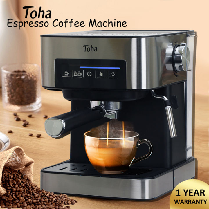 Toha Coffee Maker Machine Espresso With Milk Frother Wand for Espresso Cappuccino 20 Bar Italian Lazada PH