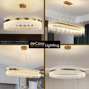 Decasa lighting Modern Chandelier Long Crystal Design Round Led Hanging Chandelier Lampu Gantung Chandelier (1023)