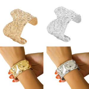 Punk kim loại V cắt kết cấu sắt Bangle thiết kế sắc nét tuyên bố V hình Khoảng cách Kết cấu dây đeo cổ tay cho nam giới và phụ nữ