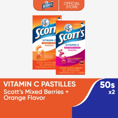 Scotts Pastilles Orange + Mixed Berries 50s [Pack of 2] with 100% Vitamin C