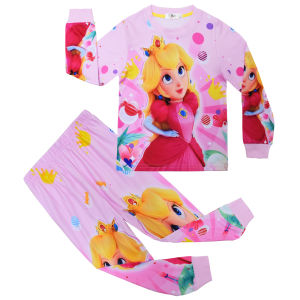 {Sweet Baby} Kids Gift Pajamas Set Children Sleepwear Baby Pajamas SetsGirls Cute Pyjamas Pijamas Peach Princess Nightwear Kids Clothes for 4 5 6 7 9 10 yrs