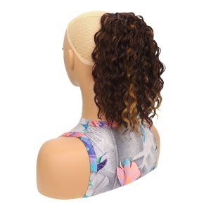 JON09 Ombre Deep Wavy Curly Ponytail Ponytail Extension Afro Curls Drawstring Ponytail Wig Hair Accessories Fake Pony Tail Hairpiece American