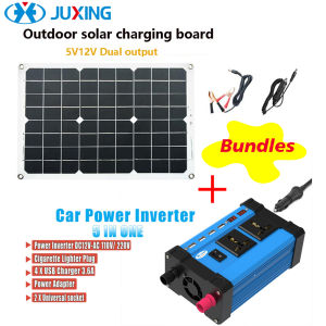 JUXING Kit:Built-in 30A Controller 4000W Power Inverter With 25W Solar PanelUsed For CarsFansBoatsHomesOutdoorsDC12V to AC220V Emergency Power Inverter