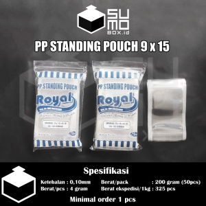 [1 PAK ISI 50 PCS] Standing Pouch Plastik 9x15 transparan 150gram / snack klip ziplock seal biasa seal lebar
