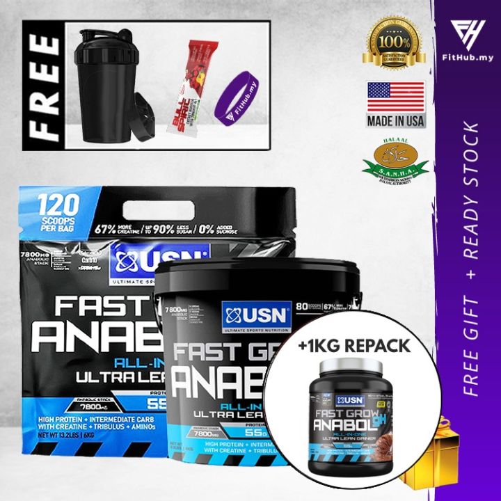 USN Fast Grow Anabolic Ultra Lean Gainer 6kg/4kg (120/80 Scoops) High