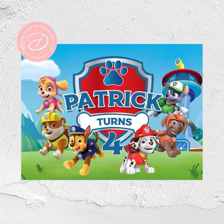 Personalized Birthday Tarpaulin Paw patrol Super hero Backdrops Banners ...