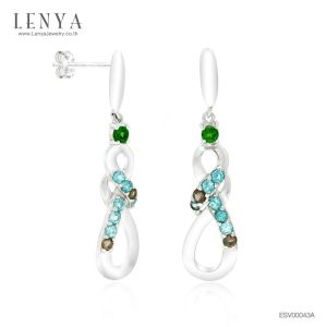 LENYA ต่างหูพลอยบลูโทแพซ เสริมความมั่นใจ ชัดเจน ปัญญา ขนาด 1.5 มิล ตัวเรือนเงินแท้925 ชุบทองคำขาว