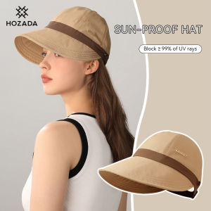 HOZADA Women Sun Cap Sun Hat Large Brim Summer Cap Women Ponytail Baseball Cap Sunscreen Cap Outdoor Urban Sports Sun Protection Hat Can Wear Mask for Outdoor Travel