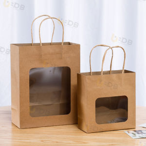 【5pcs】Handheld Paper Bag And Transparent Window Holiday Gift Bag Flower Biscuit Candy Gift Bag Flower Bag