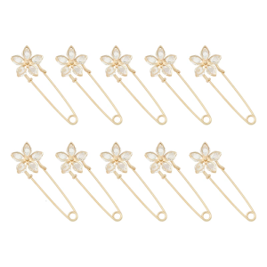10Pcs Flower Safety Pin Cardigan Collar Clip Decorative Brooch Jeans Waist Tighteners Pin for Trousers Shirt Dress