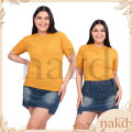 NAKD FASHION EUNISE PLUS SIZE BASIC DAILY CASUAL ROUND NECK KNITTED BLOUSE TOP FOR WOMEN L-2XL 5082. 