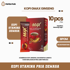 Kopi Gmax Original - Kopi Stamina Pria Kuat Tahan Lama - G-MAX Kopi Ginseng Rasa Gula Aren bpom