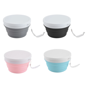 2Pcs 950ML Reusable Silicone Meal Preps Container Space Saving Silicone Folding Bowl For Camping Office Dishwasher Safe