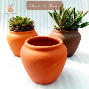 Chậu đất nung - Chum lùn miệng chậu 14cm chiều cao 15cm