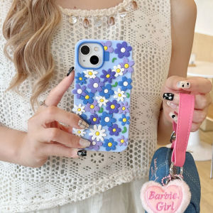 3D full screen blue floral silicone phone case for iPhone 13 14 15 16 17 Pro Max casing Soft silicone protective cover for iPhone13 case