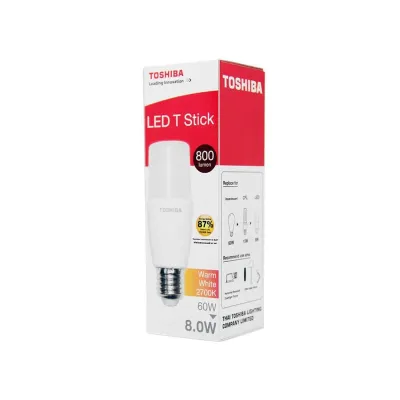 TOSHIBA หลอดไฟ Led Stick T7 11w/8w ขั้วE27 ทรงเรียว ประหยัดพื้นที่รับประกันสินค้า 1 ปี มี มอก