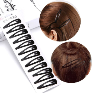 12pcs/Set Black Metal Snap Hair Clips Hair Pins