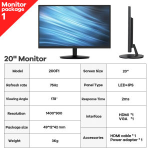 【Brand new】Zoro Computer Monitor 1920*1080 FHD Narrow BorderGaming Monitor 75HZ Refresh Rate Best Gaming Monitor 2ms Response Time HDMI/VGA  20/22/24/27/32inch ultrathin HD monitor Support WallHanging Monitor for Office Study Gaming 1 yr warranty