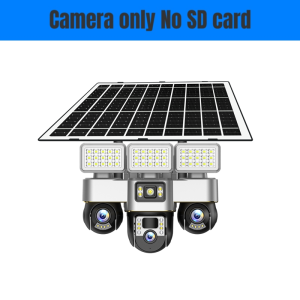 V380 Solar CCTV Camera Three Lens 4G Sim Card Outdoor Waterproof IP Camera Full Color Night Vision Auto Tracking Alarm Solar Battery Powered Three PTZ CCTV Camera