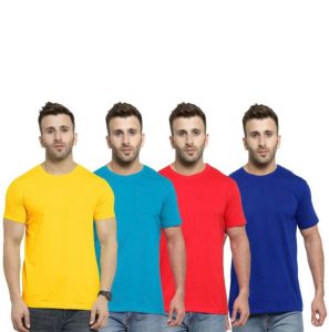 🔥PROMOSI HEBAT🔥PACK OF 4 PIECES BUNDLE 170GSM PREMIUM COTTON ROUND NECK T-SHIRT (YELLOW AQUA RED BLUE)