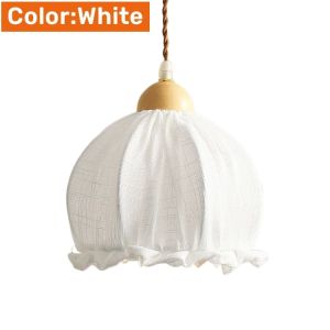 Nordic Cotton Linen LED Pendant Lamp Japanese Minimalist Handmade E27 Droplight Bedroom Kitchen Art Decor Lantern Hanging Lights
