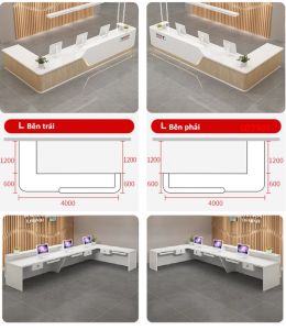 Bàn thu ngân bàn lễ tân bàn tính tiền bằng gỗ MDF QTT507- NỘI THẤT LẮP RÁP VIENDONGADV