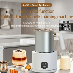 4-in-1 Electric Milk Frother Automatic Milk Foaming Machine Detachable Stainless Steel Hot & Cold Milk Warmer Steamer