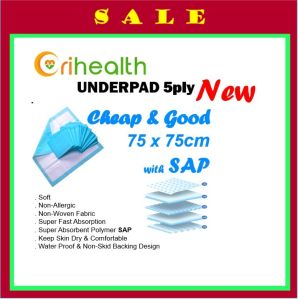 Orihealth Disposable Underpad 75cm x 75cm 30"x30" Cheap & Good 5 Layer 5 Ply 5 Lapis 5层一次性医用护垫 10 pieces per pack Orihealth Absorbent Pad Absorbant Pad - Lazada