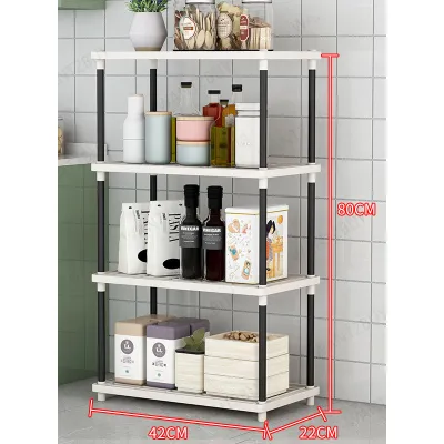 🇲🇾 4 Layer Storage Rack Living Room Kitchen Bathroom Floor Desk Shelf Shelves Rak Serbaguna Penyimpanan 4 Tingkat White