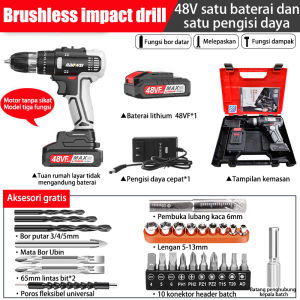 Baterai Mesin bor cordless/Elektrik Drill/ bor listrik/Mesin Bor Impact Drill/Bor cordless brushless/beton besi kayu full set pilihan Bor tanpa kabel