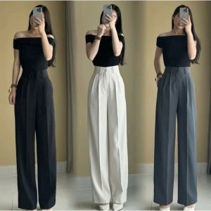 Quần suông ống rộng vải tây cạp cao Bigsize 38kg-85kg kiểu dáng quần suông ống rộng nữ cạp cao -DTS- Mã 6340