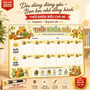 Bảng Thời Khóa Biểu Tráng Gương 20x30cm Khung Bo Viền Vàng Cao Cấp