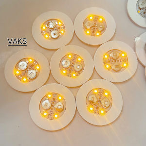Combo 10 Đèn led dán đế ly có pin sẵn màu VÀNG ĐẬM có 3 chế độ : nháy nhanh nháy chậm sáng luôn trang trí tiệc..